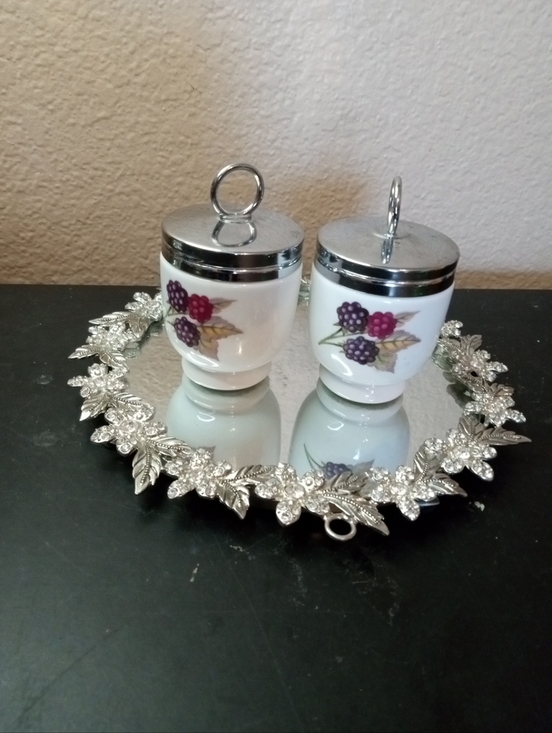 Royal Worcester Other - Royal Worcester White Ceramic Shakers with Purple Berry Design